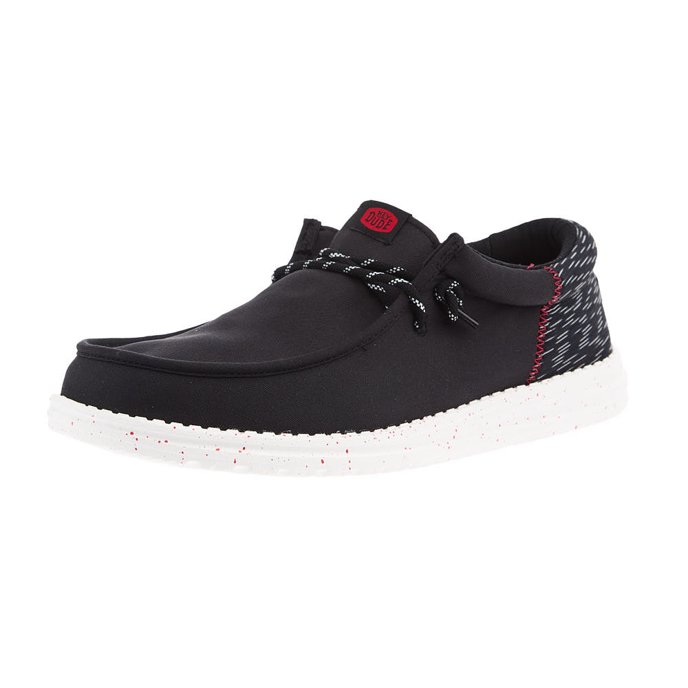 Hey Dude Mens Black and Red Wally Funk Jersey Casual Shoe